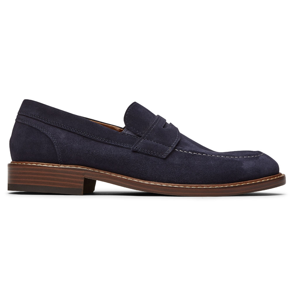 Rockport Mens Loafers Navy - Kenton Penny - UK 312-WHLGKT